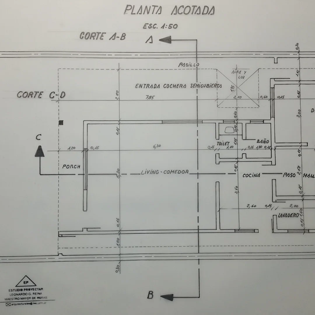 Planta acotada de vivienda de dos dormitorios
